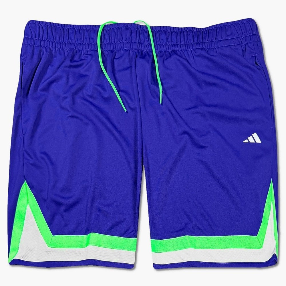 Adidas Pro Block 5" Shorts - NWT Mens 2XL Lucid Blue / Screaming - #49343-J2